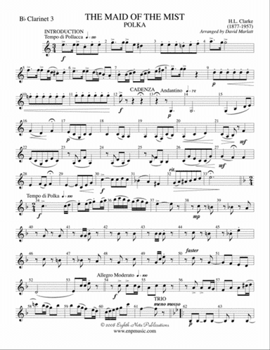 The Maid of the Mist (Solo Cornet and Concert Band): 3rd B-flat Clarinet