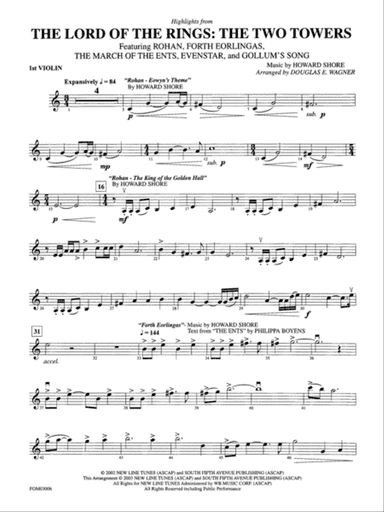 The Lord of the Rings: The Two Towers, Highlights from: 1st Violin