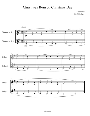 Christ was Born on Christmas Day (Trumpet Duet)