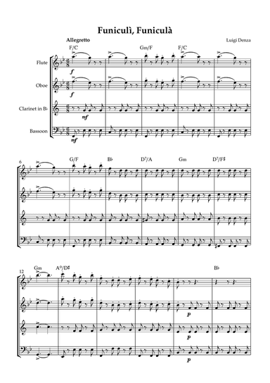Funiculì, Funiculà - Woodwind Quartet