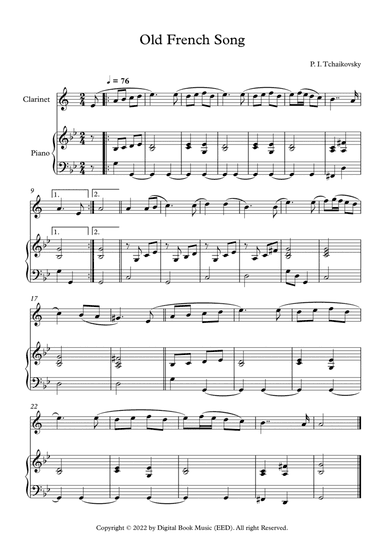 Old French Song - Peter Ilyich Tchaikovsky (Clarinet + Piano)