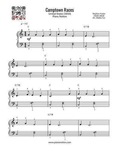 Camptown Races (Easy Piano Solo) Stephen Foster