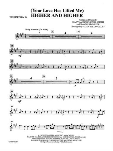 (Your Love Has Lifted Me) Higher and Higher: 2nd B-flat Trumpet