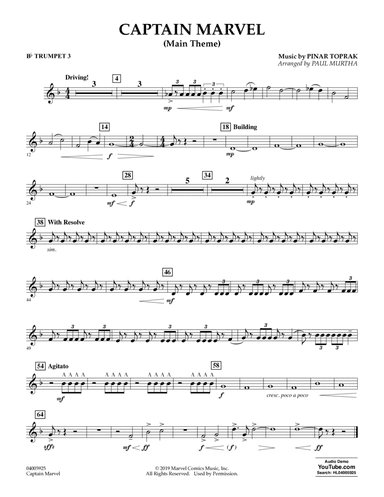 Captain Marvel (Main Theme) (arr. Paul Murtha) - Bb Trumpet 3