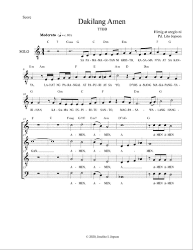 Dakilang Amen (TTBB)