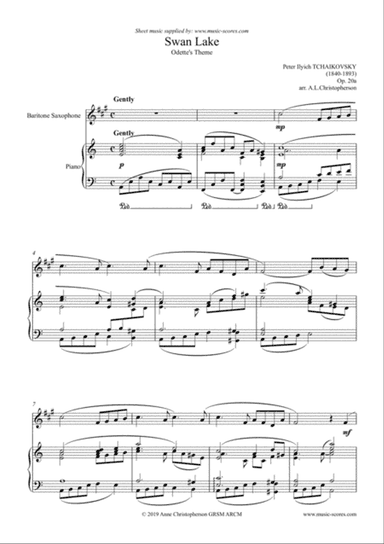 Swan Lake - Odette's Theme - Baritone Saxophone and Piano