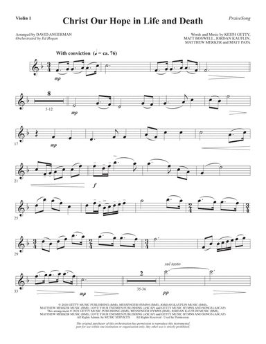 Christ Our Hope In Life And Death (arr. David Angerman) - Violin 1