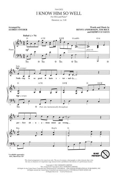 I Know Him So Well (from Chess) (arr. Audrey Snyder)