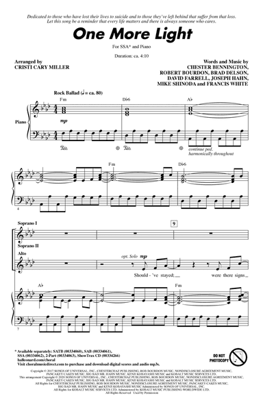 One More Light (arr. Cristi Cary Miller)