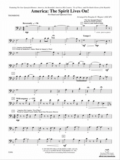 America: The Spirit Lives On! (for Band and Optional Choir): 1st Trombone