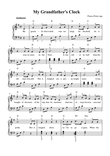 My Grandfather's Clock - piano sheet music