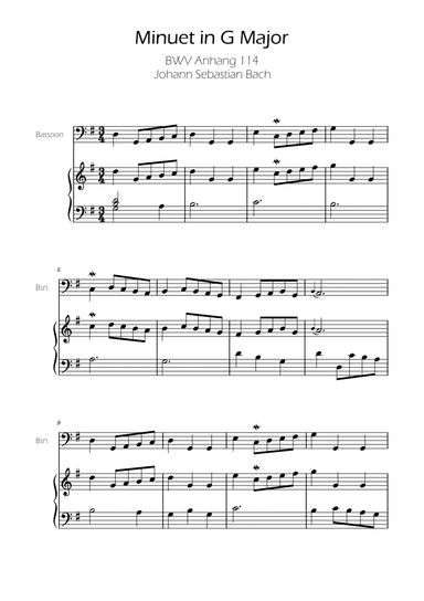 Minuet in G major BWV Anh. 114 - Bach - Bassoon