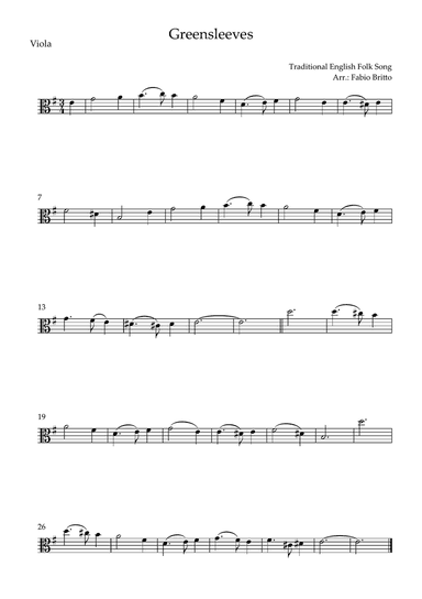 Greensleeves for Viola Solo (E Minor)