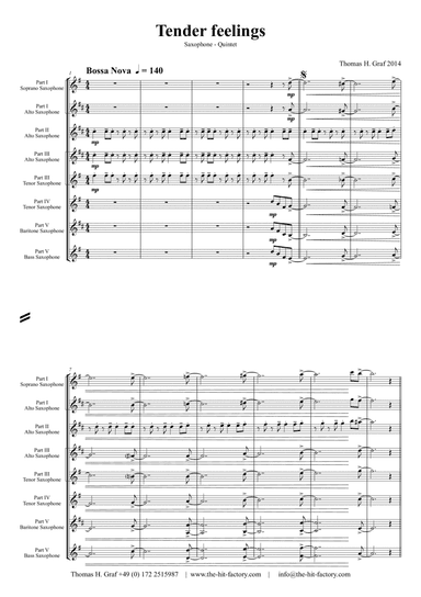 Tender feelings - Bossa Nova/Samba - Saxophone Ensemble - D-Minor