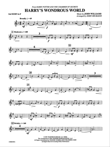 Harry's Wondrous World (from Harry Potter and the Chamber of Secrets): 2nd F Horn