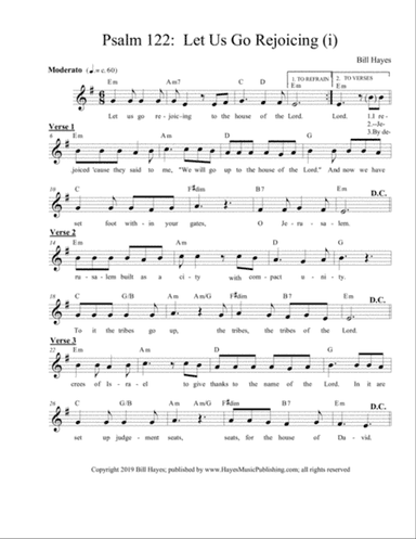 Psalm 122: Let Us Go Rejoicing (i)