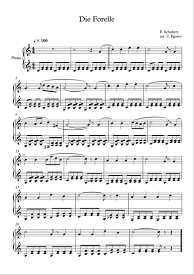 Die Forelle, Franz Schubert, For Easy Piano