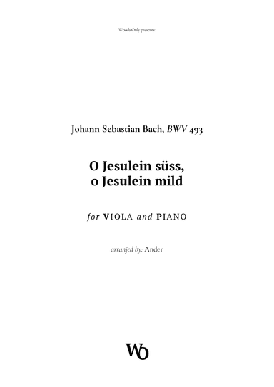 O Jesulein süss by Bach for Viola and Piano