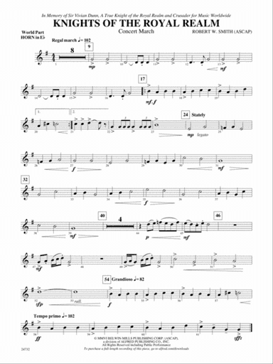 Knights of the Royal Realm (Concert March): (wp) 1st Horn in E-flat