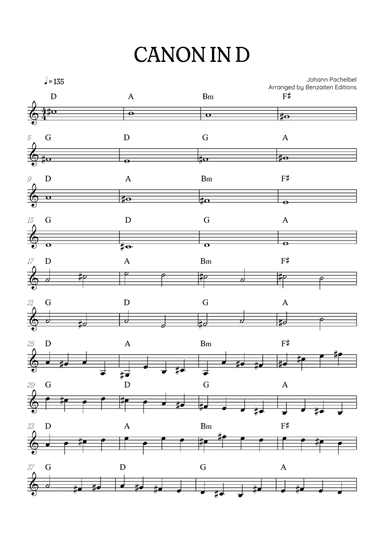 Pachelbel Canon in D • french horn sheet music with chords