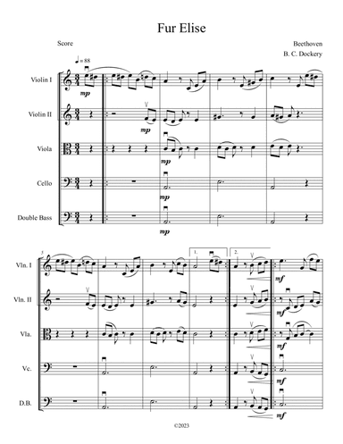 Fur Elise (String Orchestra or Quintet)
