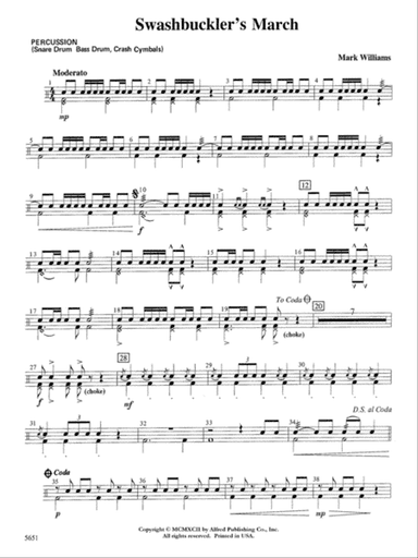 Swashbuckler's March: 1st Percussion