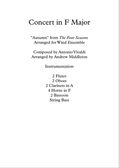 "Autumn" from The Four Seasons arranged for Wind Ensemble