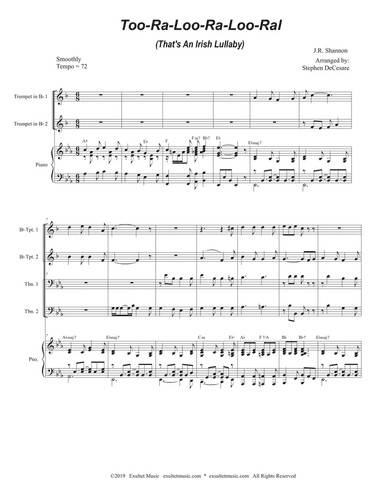 Too-Ra-Loo-Ra-Loo-Ral (That's an Irish Lullaby) (for Brass Quartet and Piano - Alternate Version)