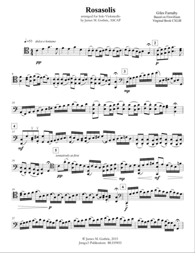 Farnaby: Rosasolis for Solo Cello