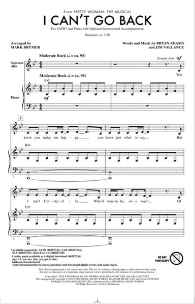 I Can't Go Back (from Pretty Woman: The Musical) (arr. Mark Brymer)