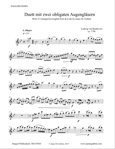 Beethoven: Duet WoO 32 for English Horn & Cello