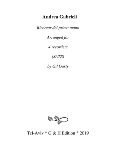 Ricercar del primo tuono (arrangement for 4 recorders)