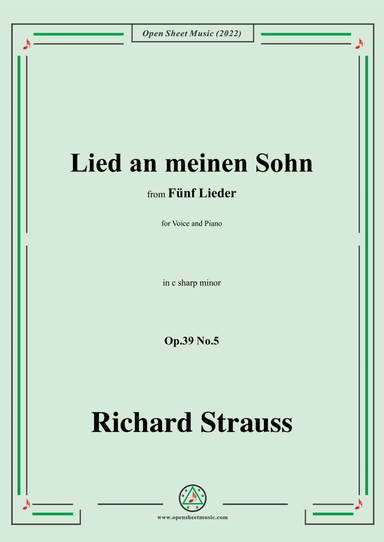 Richard Strauss-Lied an meinen Sohn,in c sharp minor,Op.39 No.5