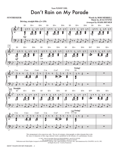 Don't Rain On My Parade (from Funny Girl) (arr. Mark Brymer) - Synthesizer