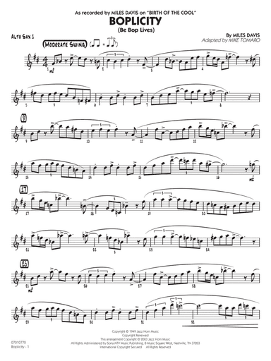 Boplicity - Alto Sax 1