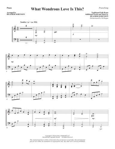 What Wondrous Love Is This? (arr. Heather Sorenson) - Piano