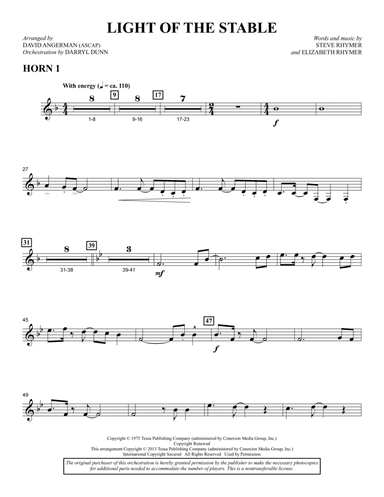 Light Of The Stable (from All Is Well) (arr. David Angerman) - F Horn 1