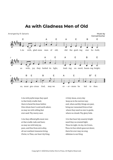 As with Gladness Men of Old (Key of E Major)