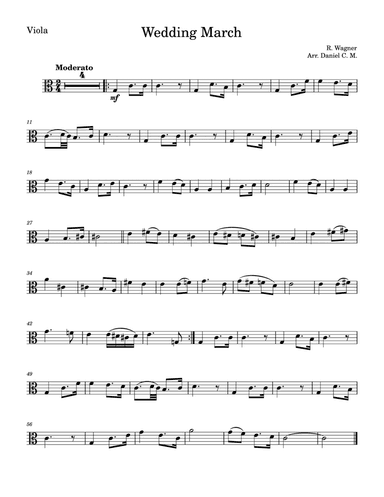 Wedding March by Wagner for viola and piano (easy)