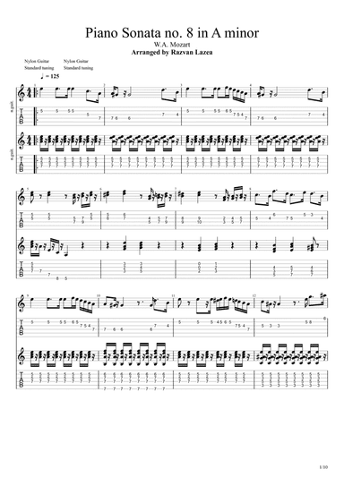 Mozart - Piano Sonata no. 8 in A minor - Guitar Duet