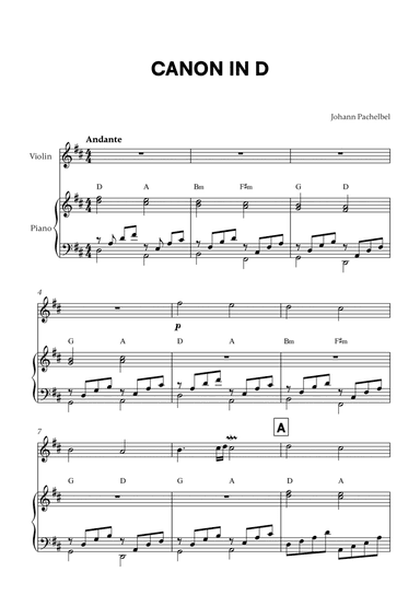 Canon in D (for Violin and Piano)
