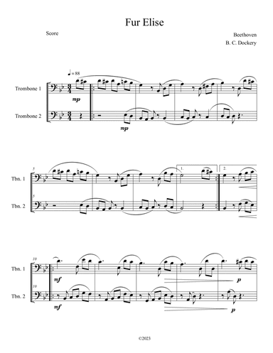 Fur Elise (Trombone Duet)