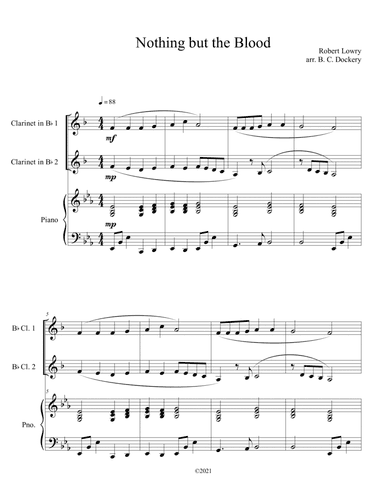 Nothing But the Blood (Clarinet Duet with Piano Accompaniment)