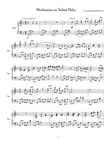 Meditation on "Infant Holy" for Piano