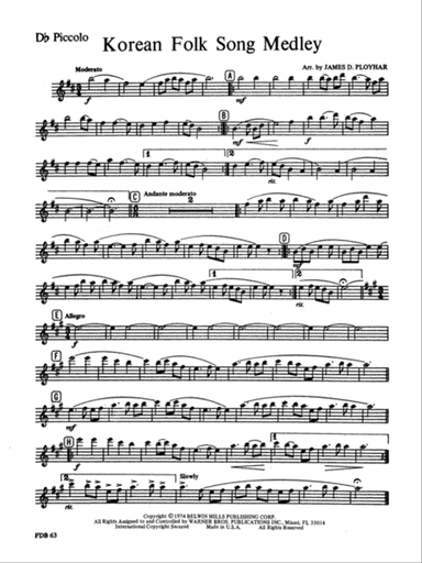 Korean Folk Song Medley: Piccolo