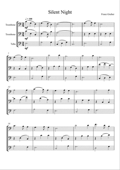 Franz Gruber - Silent Night (Trombone, Trombone and Tuba Trio)