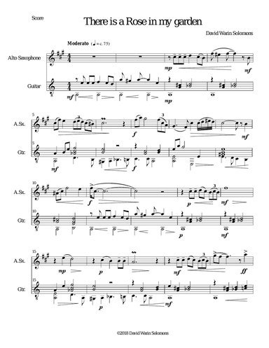 There is a Rose in my Garden for alto saxophone and guitar