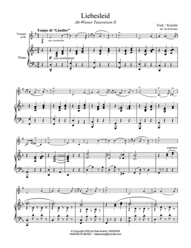 Liebesleid for trumpet in Bb and piano (D Minor)