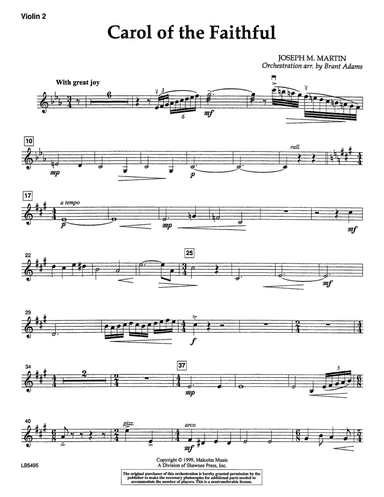 Carol Of The Faithful (from "Canticle Of Joy") - Violin 2