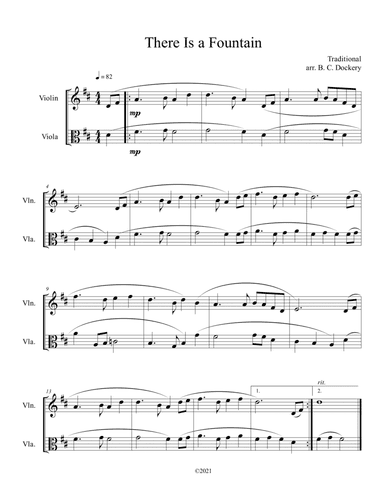 There is a Fountain (Violin and Viola Duet)